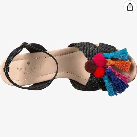 BNWT Kate Spade Delancey Black Wedge Sandals - Picture 4 of 9